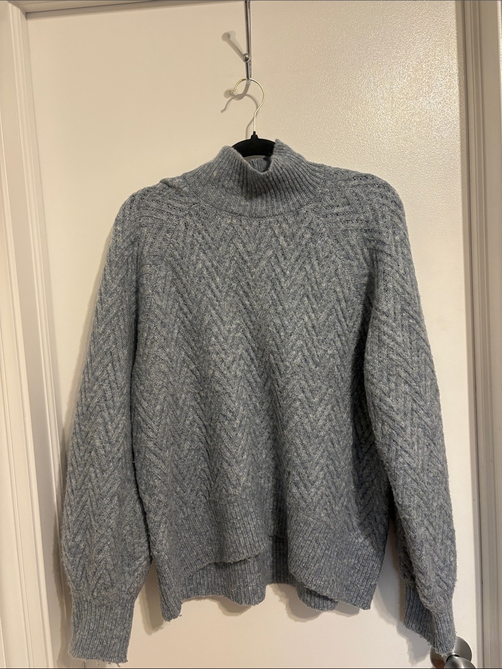 Abercrombie & Fitch Light Blue Cable Mock Neck Sweater